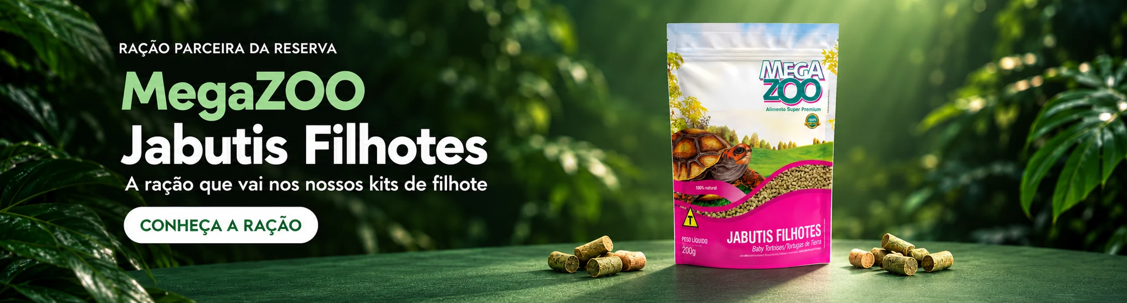 Ração MegaZOO Jabutis Filhotes, ração parceira da Reserva Romanetto